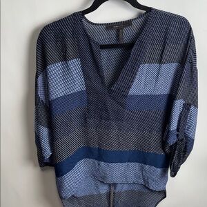 BCBGMaxAzria Blue and Black Blouse